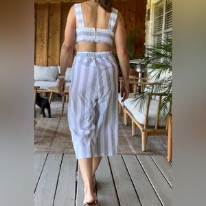 Striped Blue and White Backless Romper